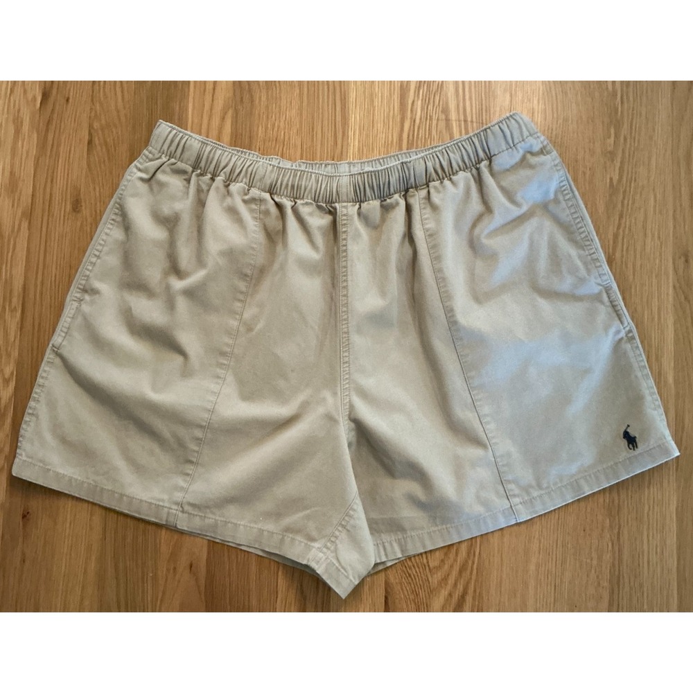 Polo‎ Ralph Lauren Mens Cotton Shorts XL Beige Elastic Waist Casual Lounge